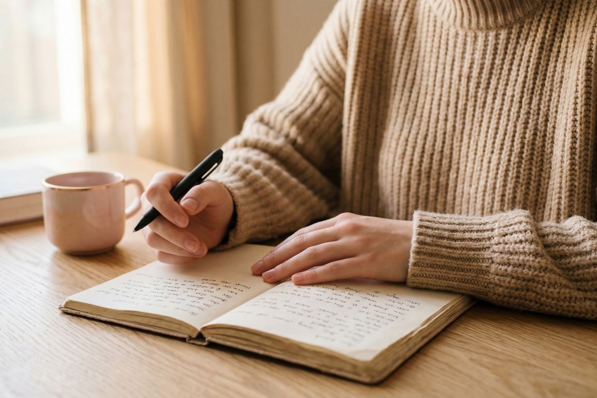 woman writing in a journal