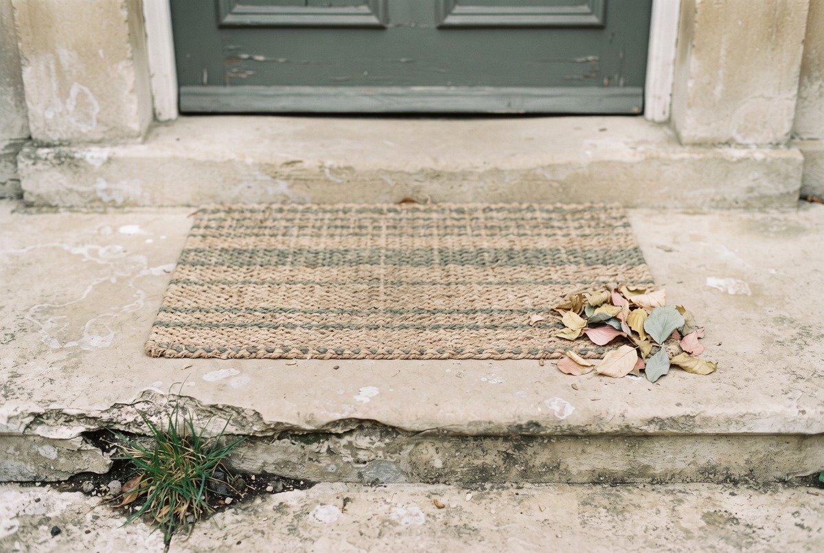 An empty stone porch step with a bare woven doormat and no delivery on it, standing in for a 171-day sweepstakes drought.